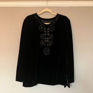 Jeweled black-on-black velvet tunic by Talbots Petites Size LP/XLP